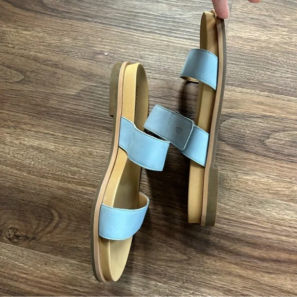 HUSH PUPPIES Powder Blue Adjustable Strap Comfort Sandals Coastal | Size 11 Wide - Picture 5 of 11